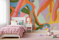 Abstract Tropical Primate Scene Wall Mural