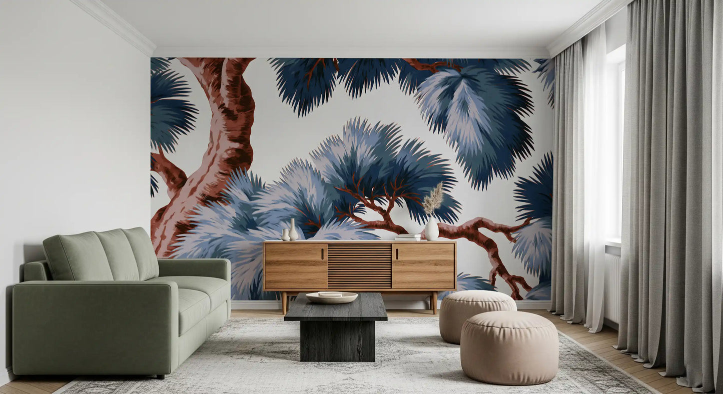 Azure Evergreen Canopy Wall Mural