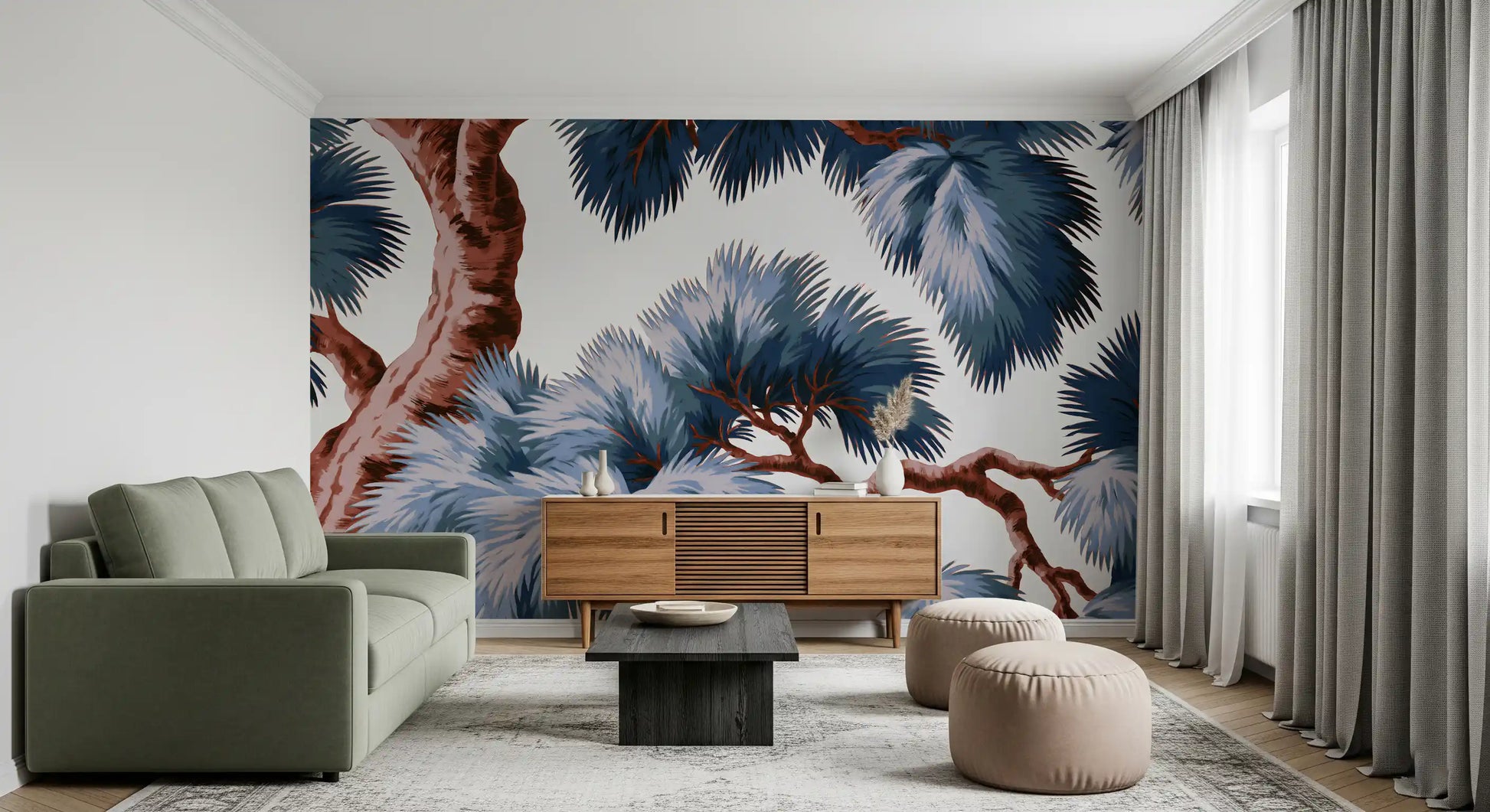 Azure Evergreen Canopy Wall Mural