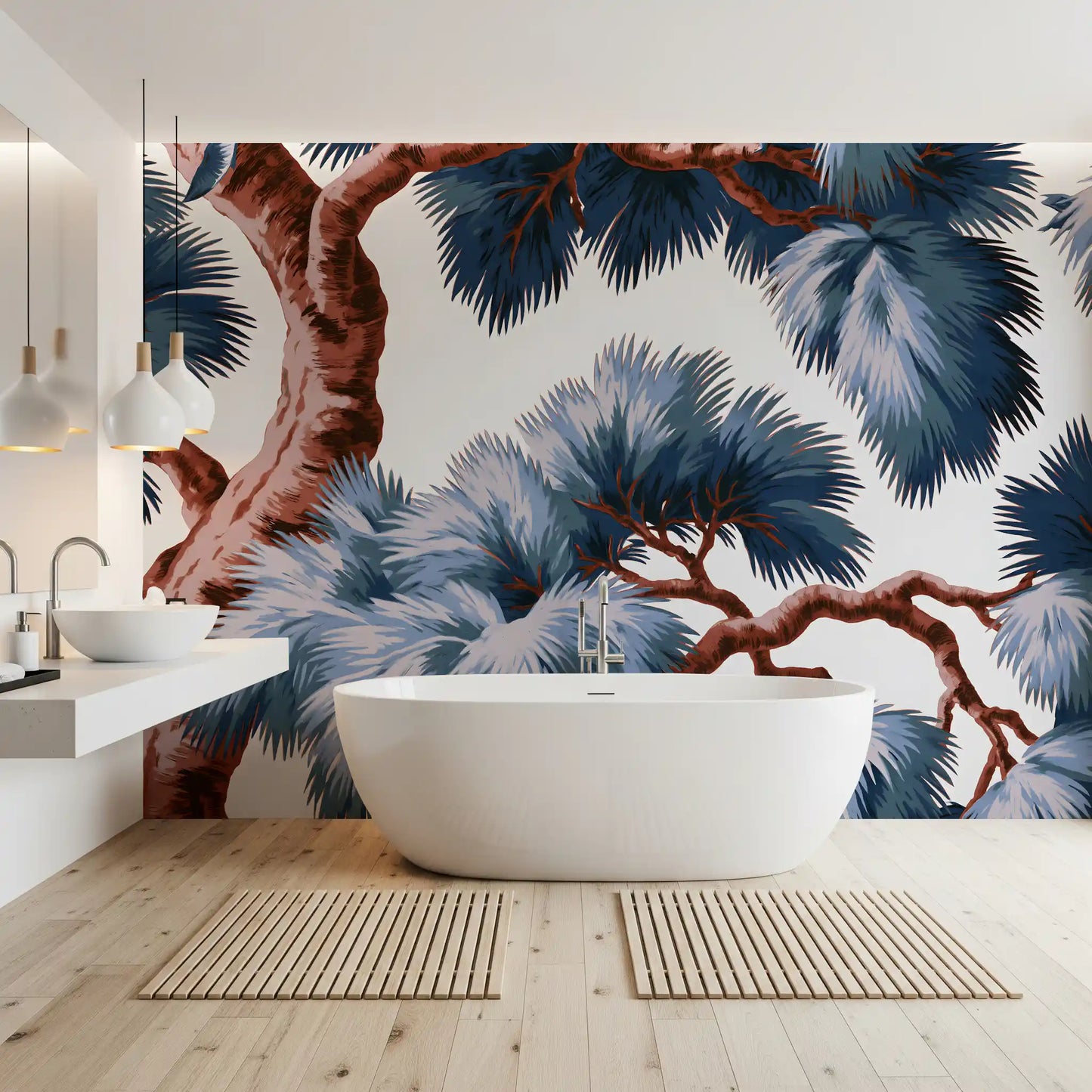 Azure Evergreen Canopy Wall Mural
