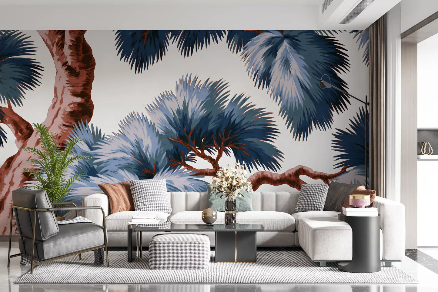 Azure Evergreen Canopy Wall Mural