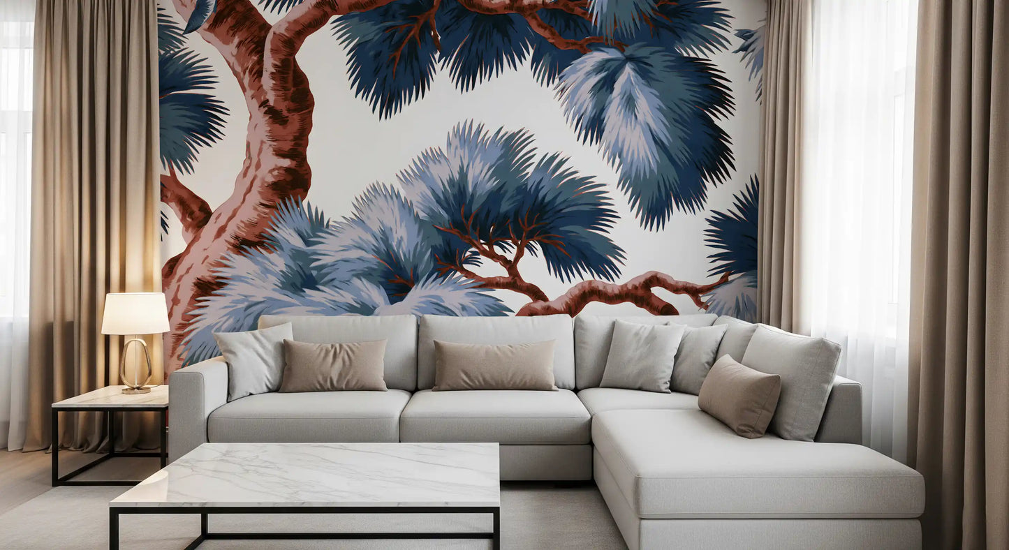 Azure Evergreen Canopy Wall Mural