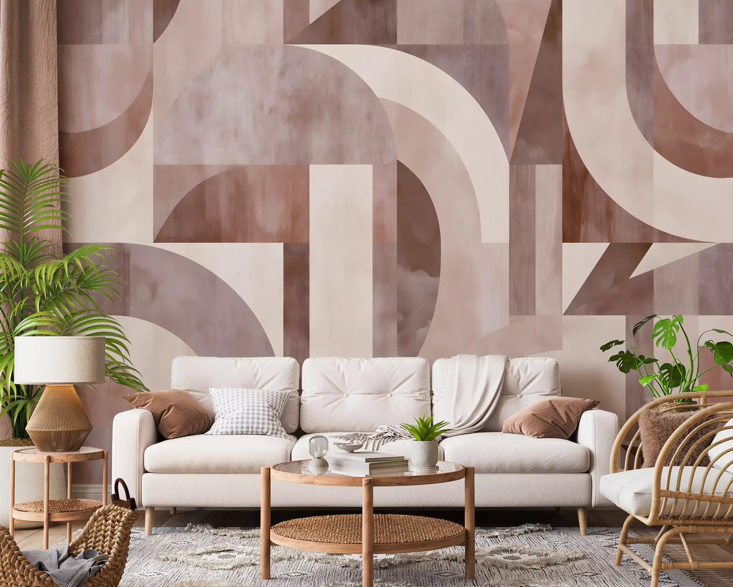 Geometric Terracotta Arches Wall Mural