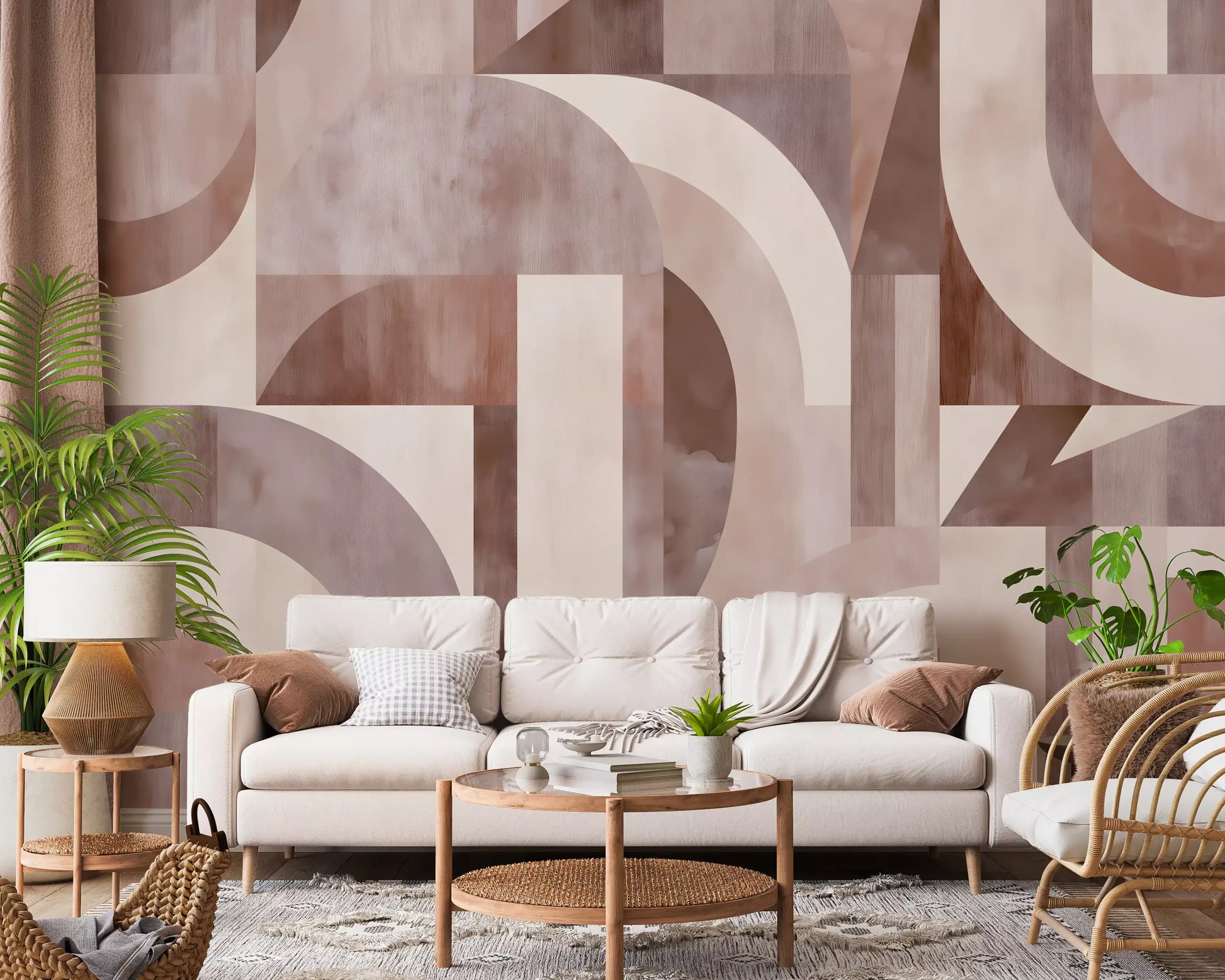 Geometric Terracotta Arches Wall Mural