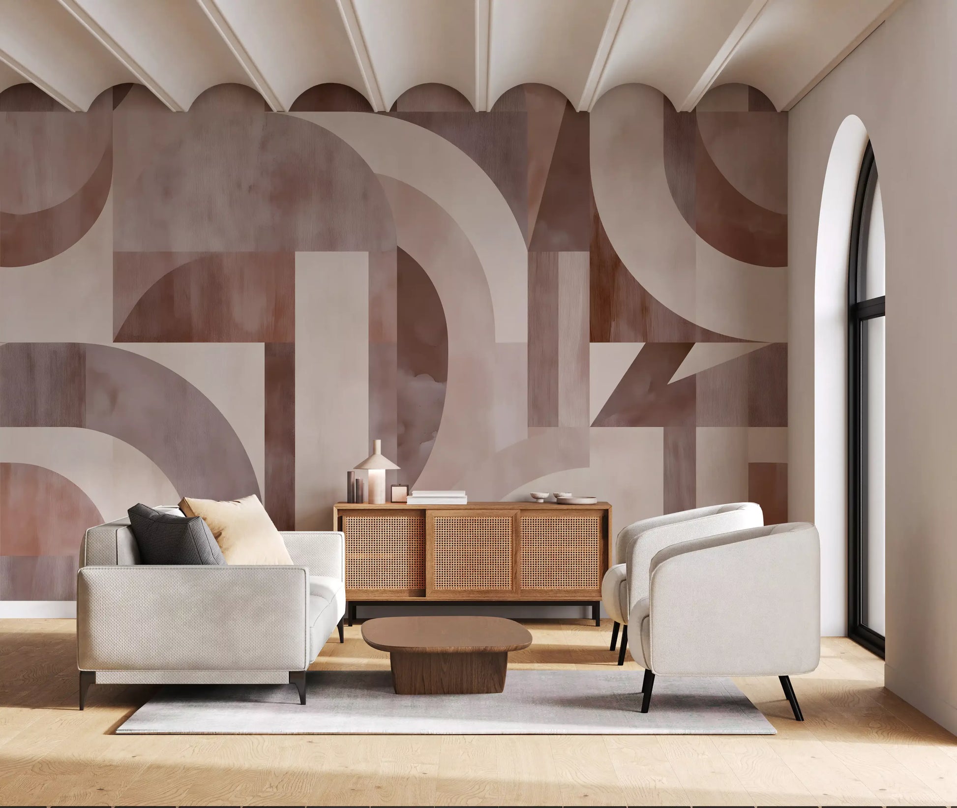 Geometric Terracotta Arches Wall Mural