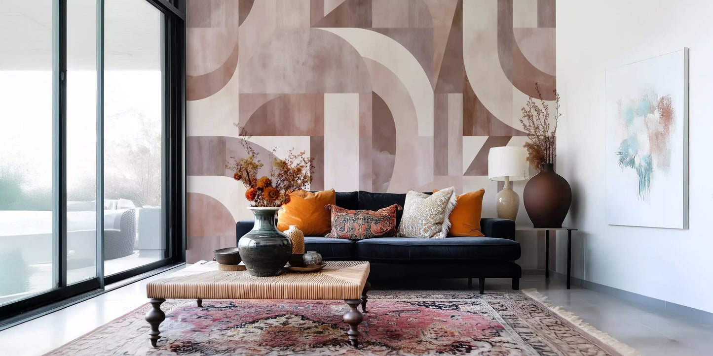 Geometric Terracotta Arches Wall Mural