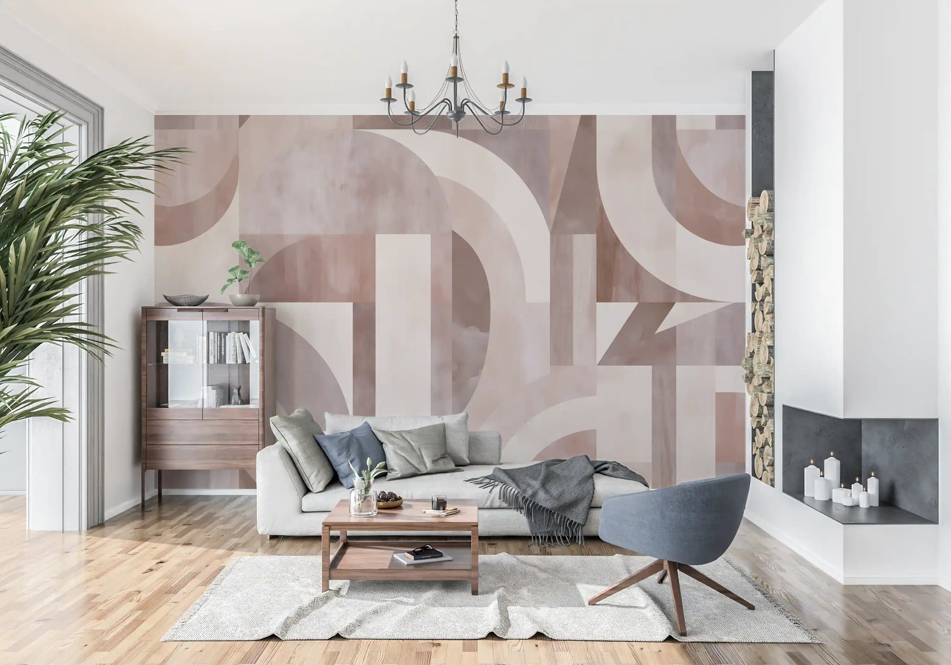 Geometric Terracotta Arches Wall Mural