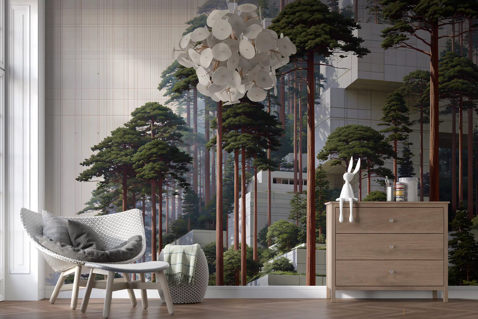 Geometric Pine Grove Habitat Wall Mural