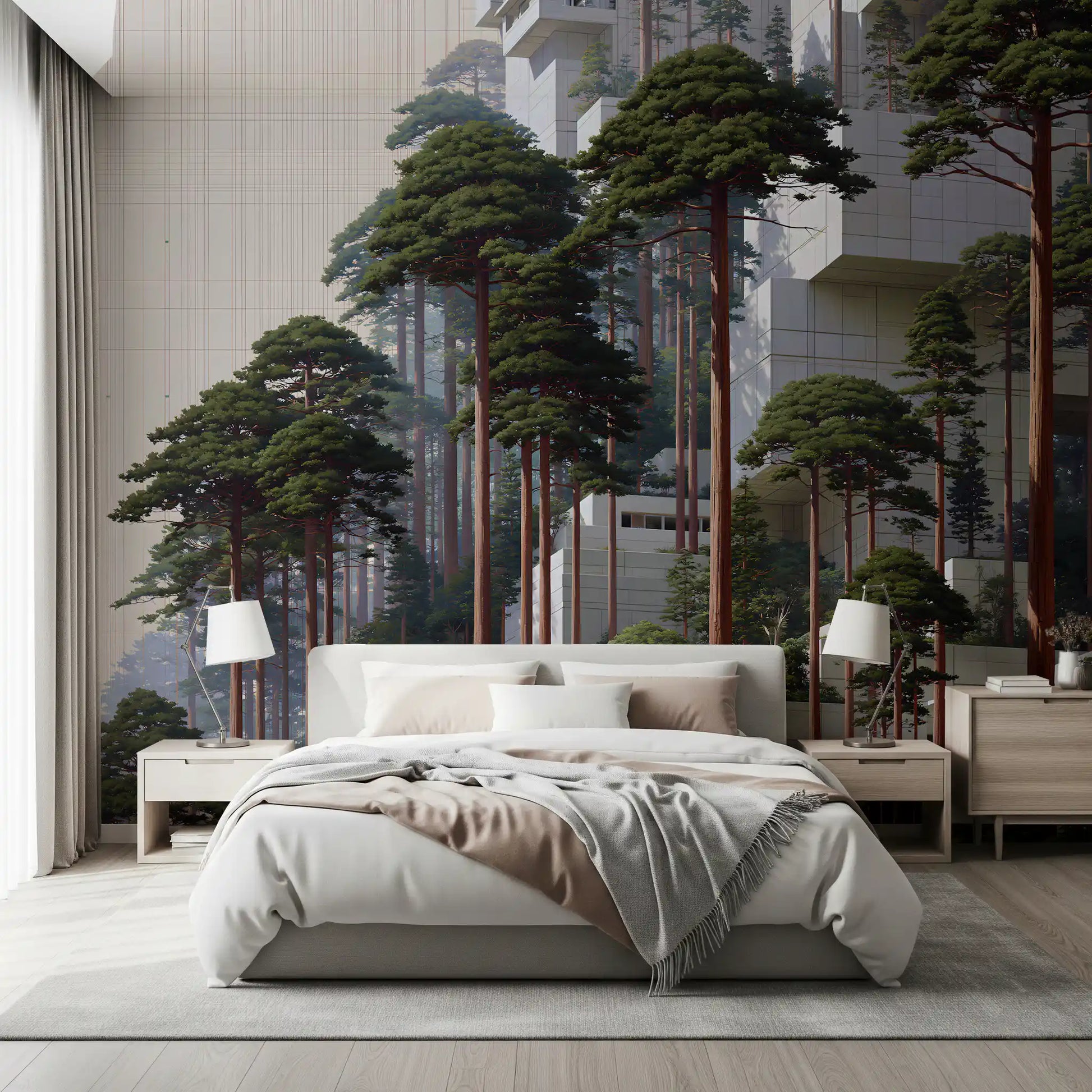 Geometric Pine Grove Habitat Wall Mural