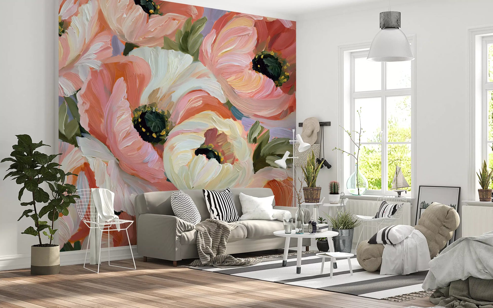 Impressionist Poppy Bloom Field Wall Mural