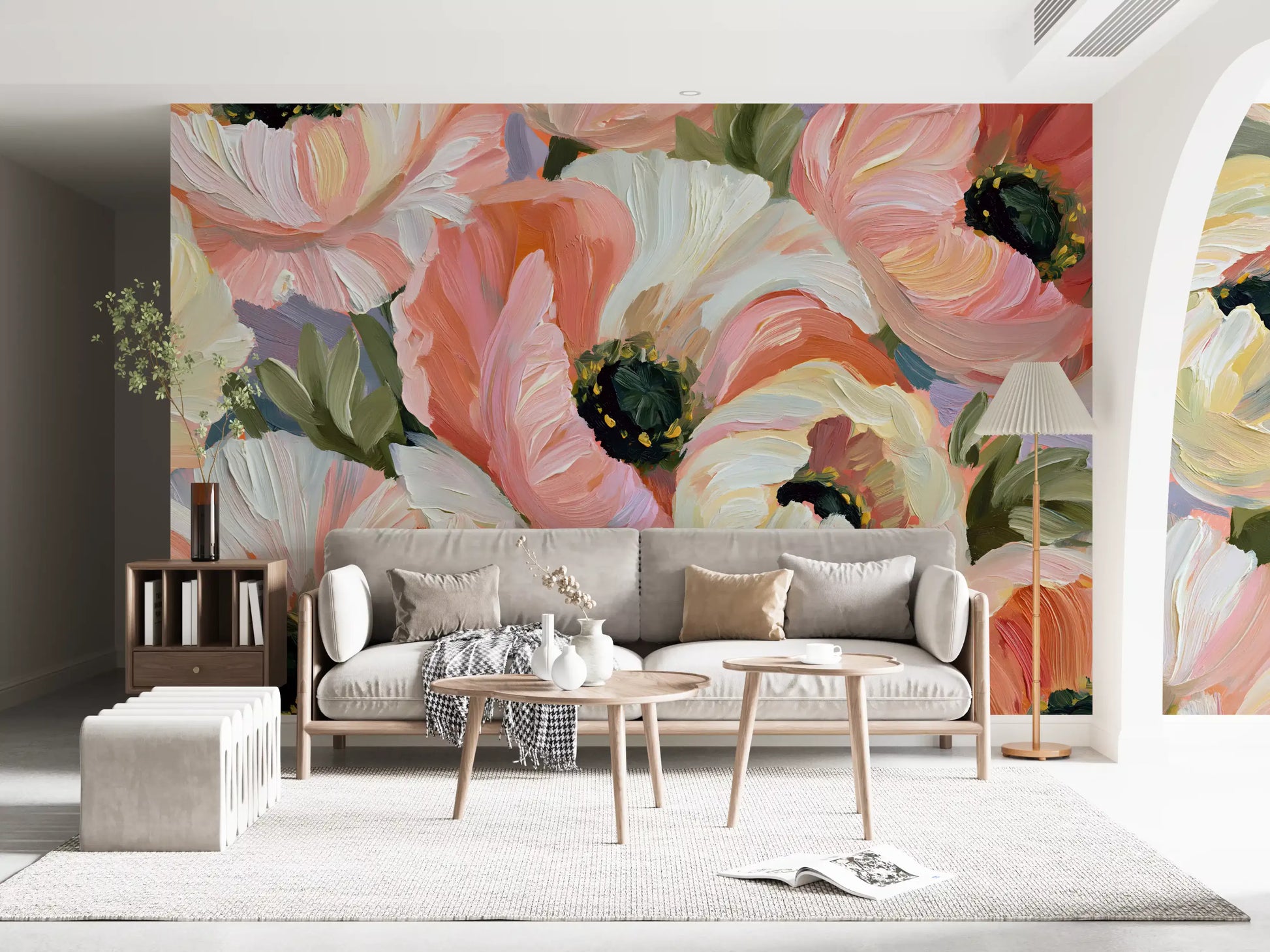 Impressionist Poppy Bloom Field Wall Mural