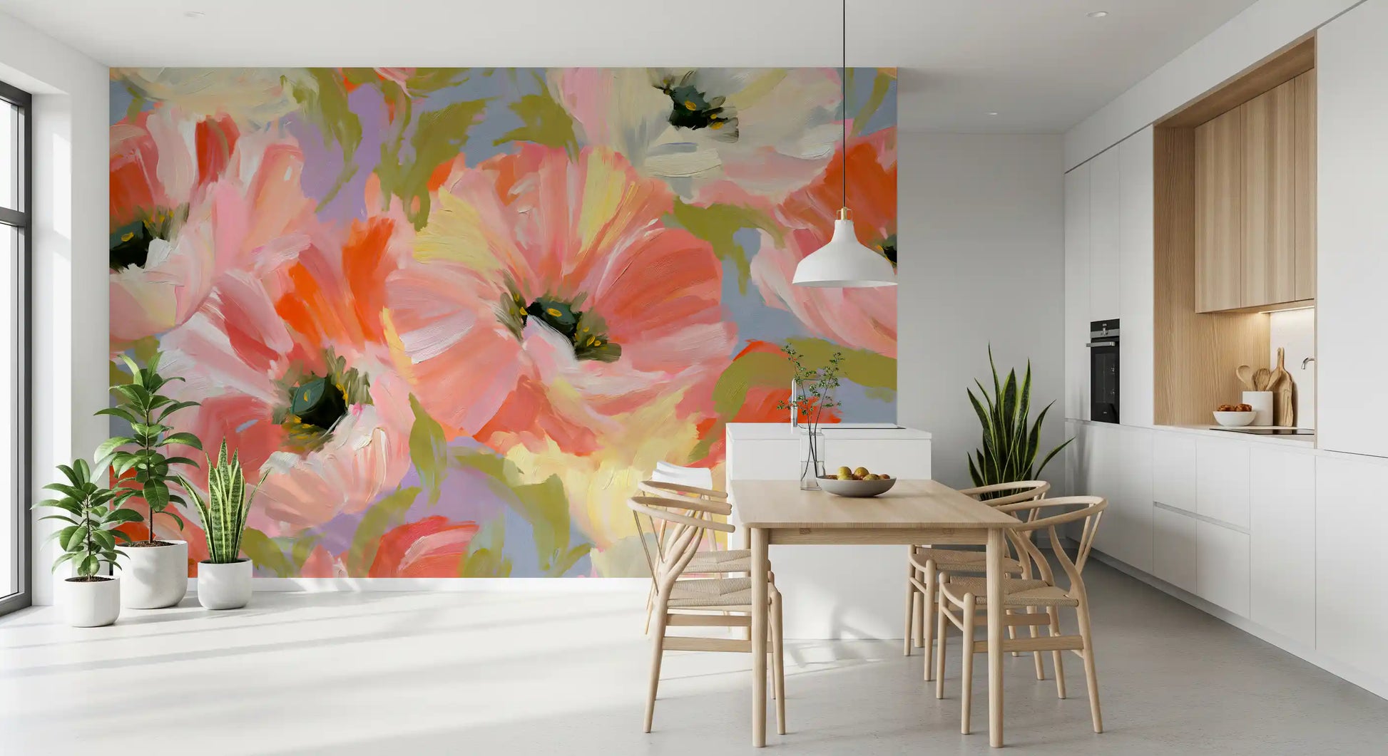 Impressionist Poppy Garden Wall Mural
