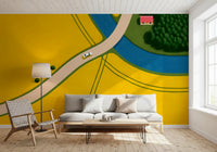 Country Road Through Golden Fields Wall Mural