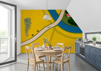 Country Road Through Golden Fields Wall Mural