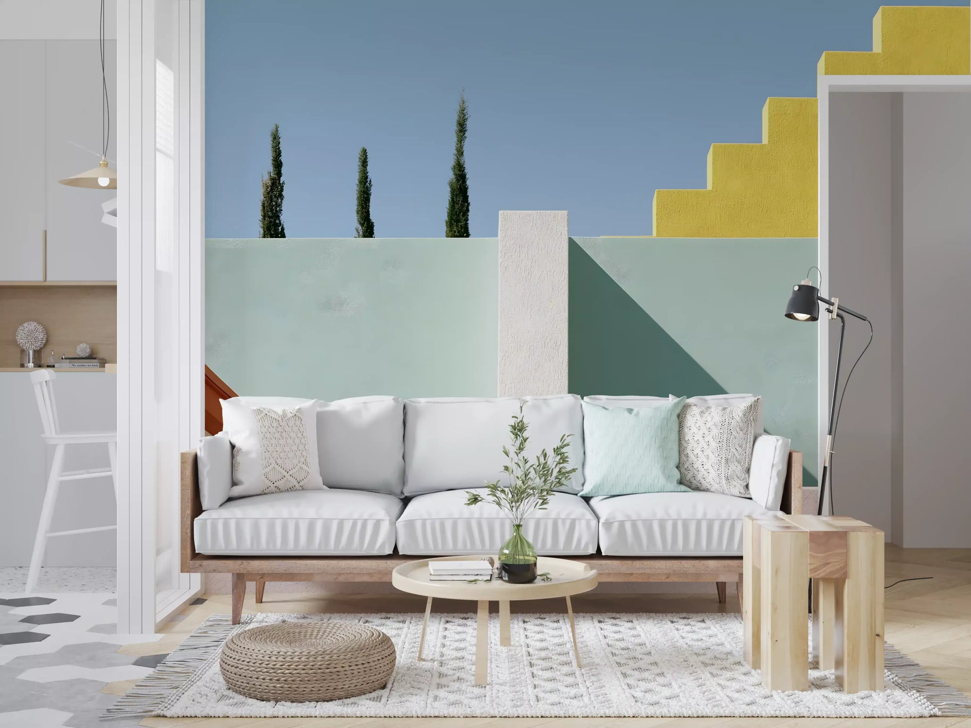 Minimalist Mediterranean Geometric Facade Wall Mural