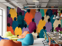 Impasto Figures in Vibrant Hues Wall Mural
