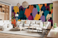 Impasto Figures in Vibrant Hues Wall Mural