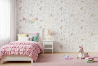 Minimalist Garden Birds in Soft Taupe Wallpaper⁠