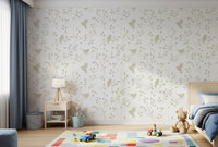 Minimalist Garden Birds in Soft Taupe Wallpaper⁠