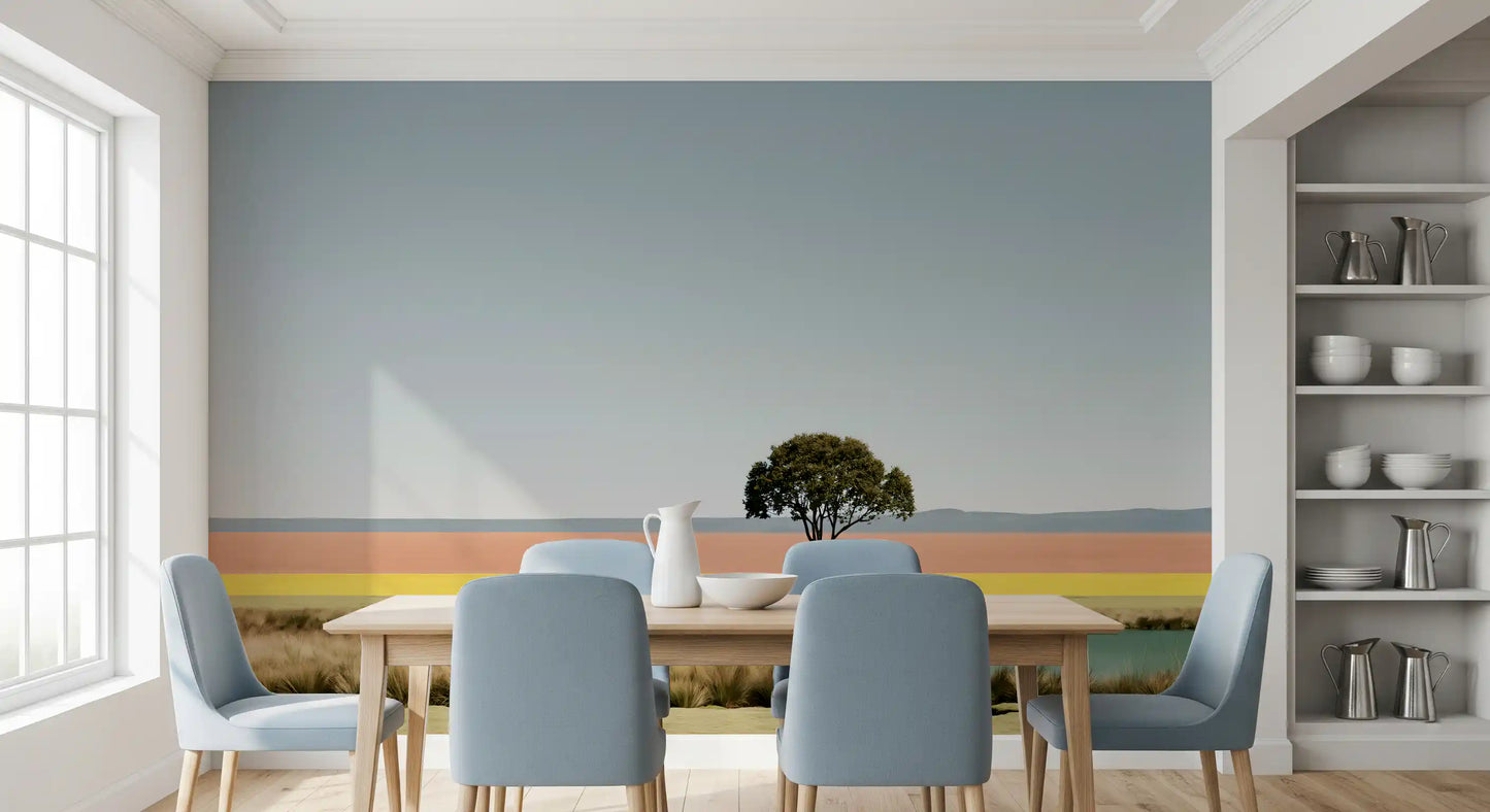 Minimalist Desert Oasis Landscape Wall Mural