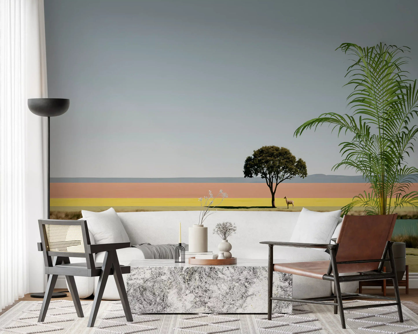 Minimalist Desert Oasis Landscape Wall Mural