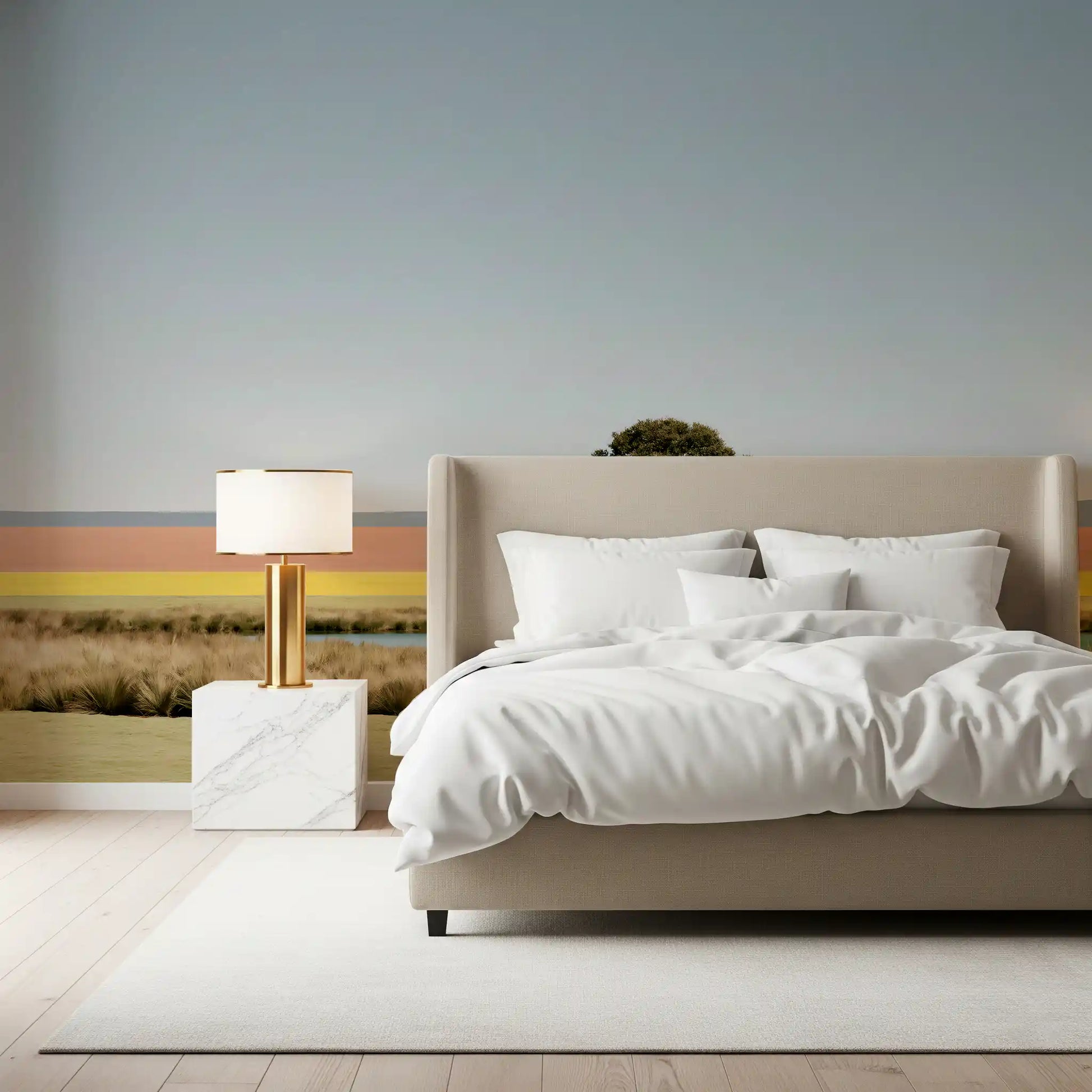 Minimalist Desert Oasis Landscape Wall Mural