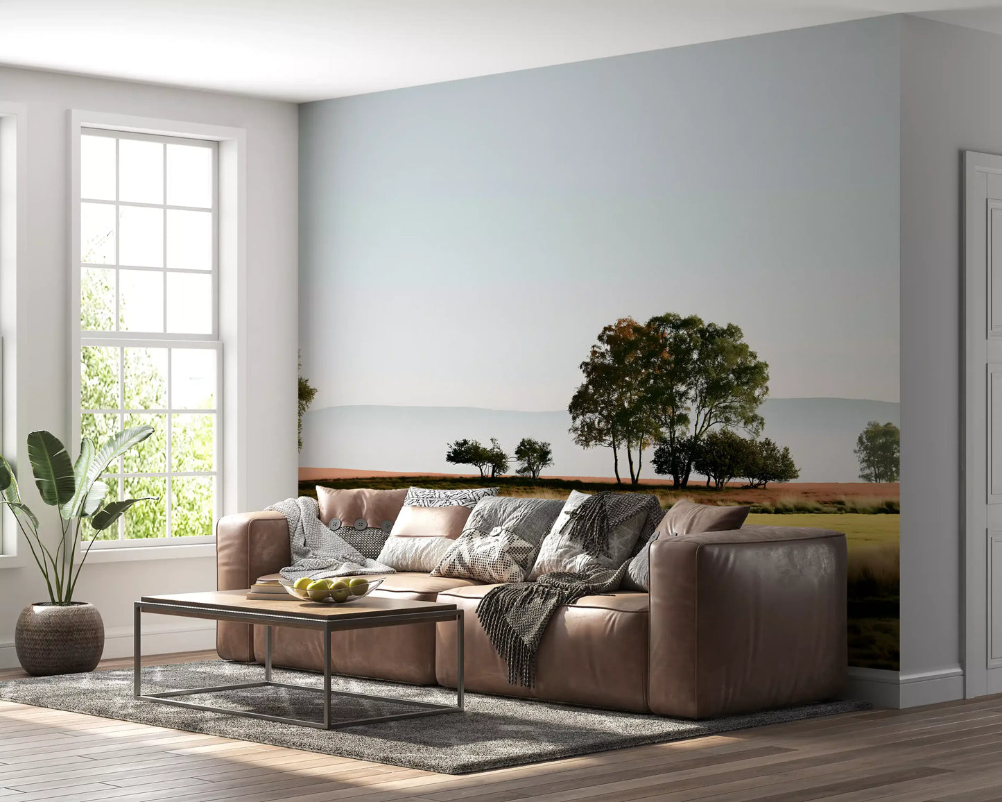 Misty Morning Horizon Landscape Wall Mural