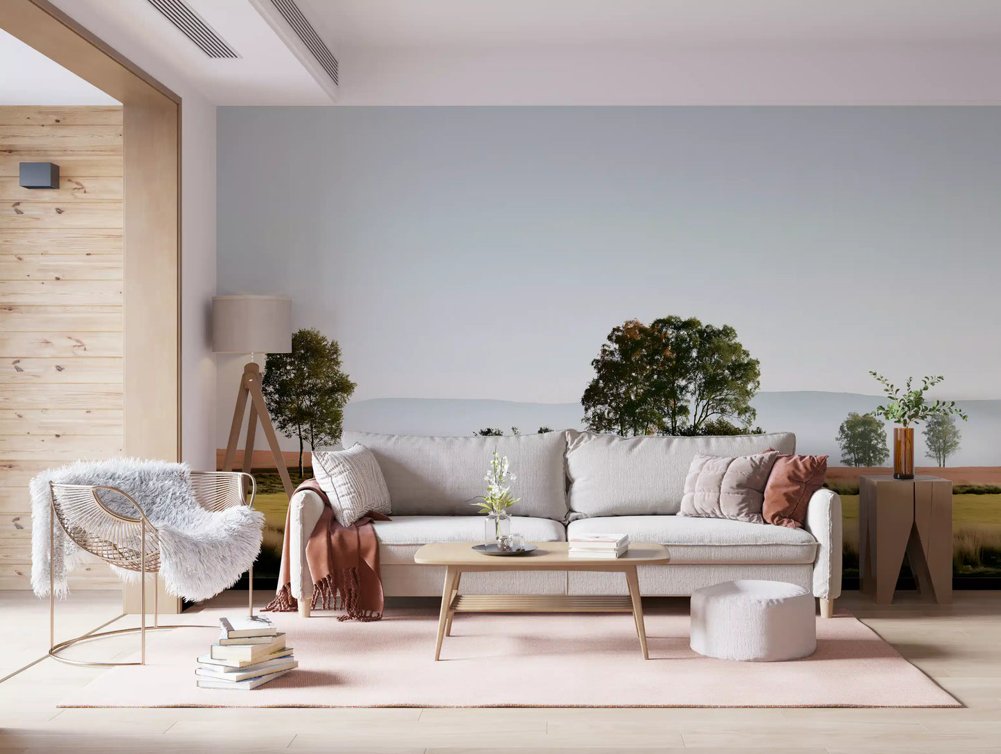 Misty Morning Horizon Landscape Wall Mural