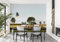 Misty Morning Horizon Landscape Wall Mural