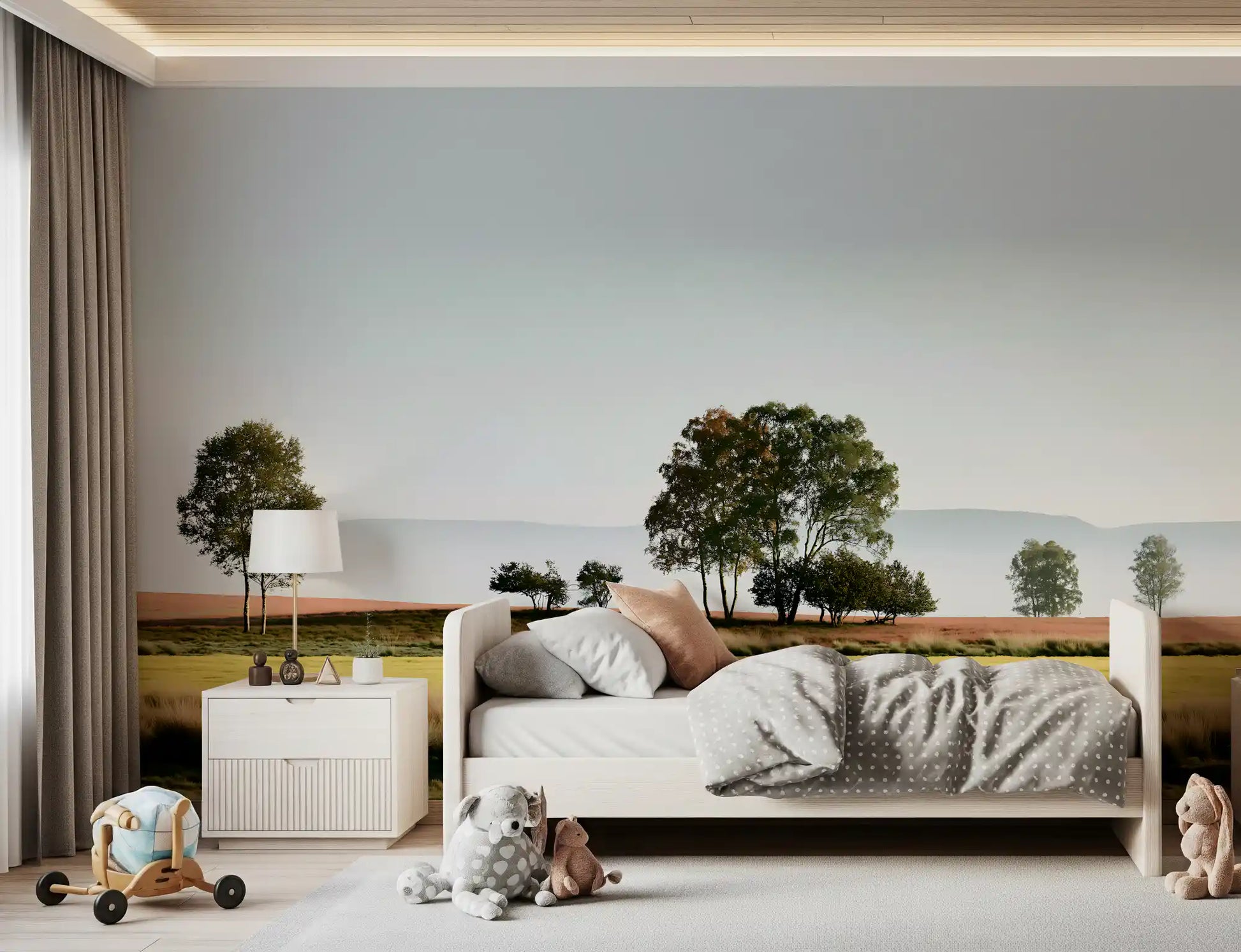 Misty Morning Horizon Landscape Wall Mural