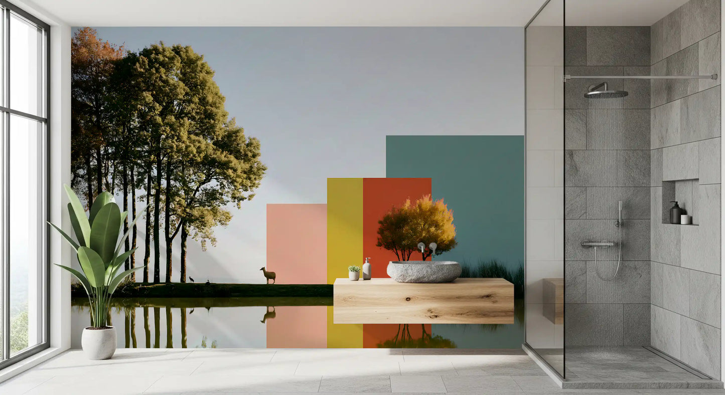 Minimalist Landscape Reflection Wall Mural
