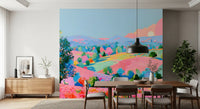Vibrant Pastel Hillside Impression Wall Mural