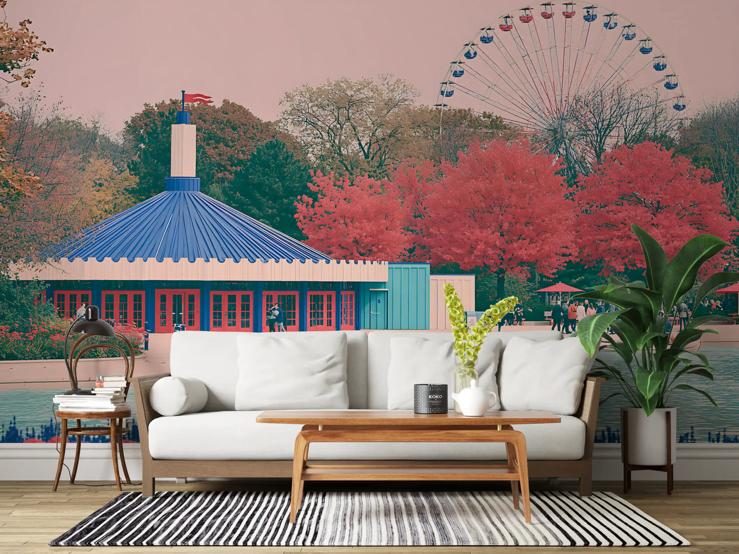 Fairground Pavilion and Ferris Wheel Wall Mural