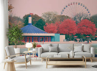 Fairground Pavilion and Ferris Wheel Wall Mural