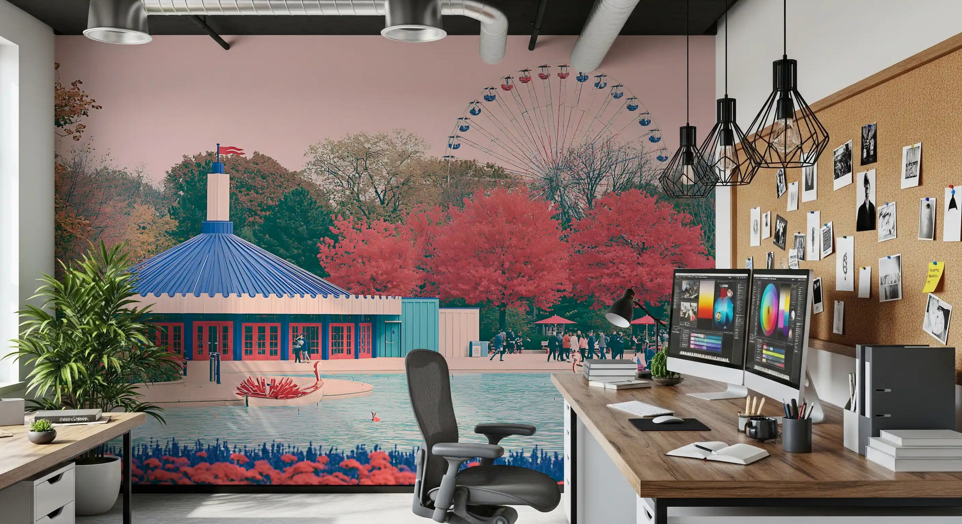 Fairground Pavilion and Ferris Wheel Wall Mural