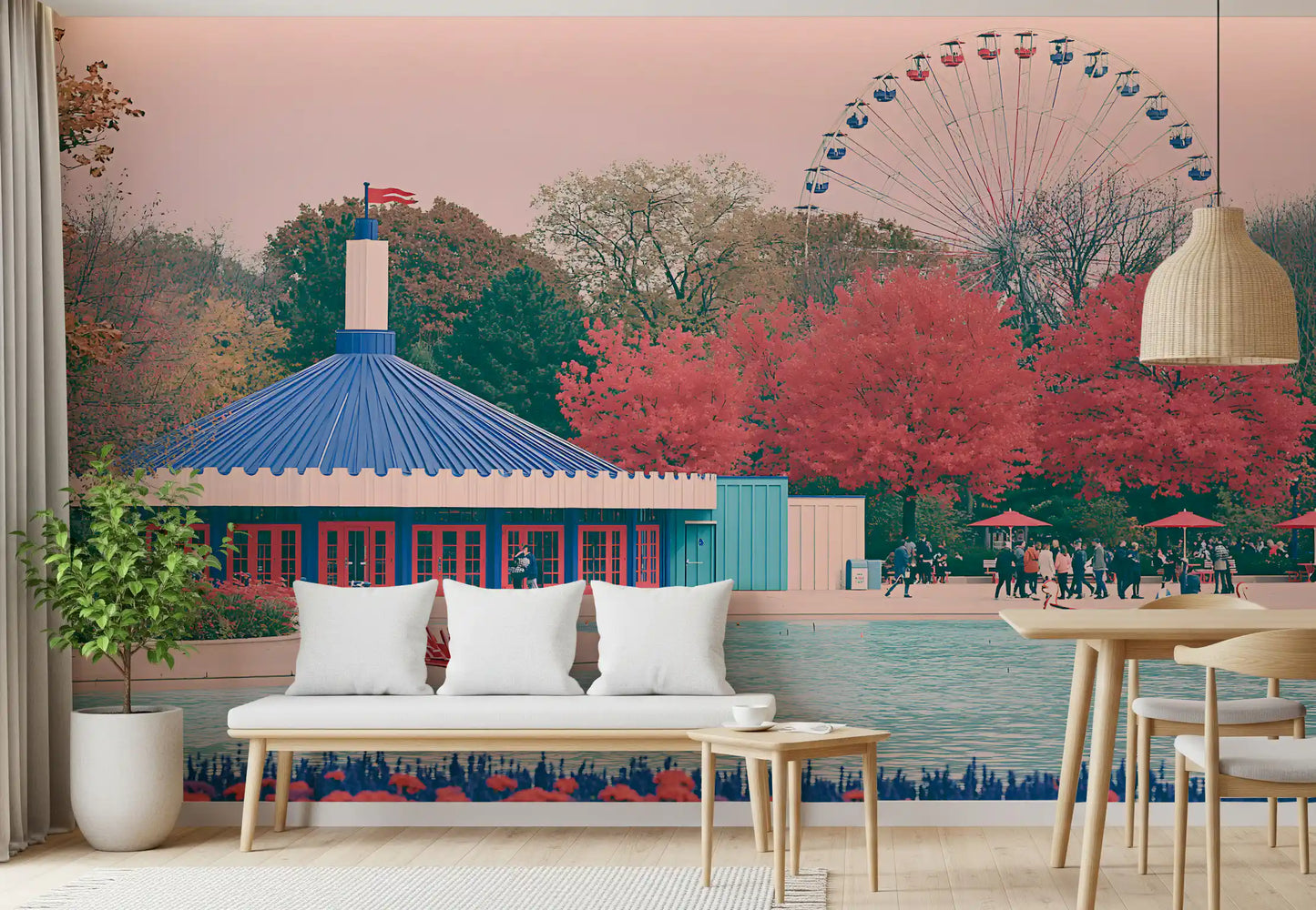 Fairground Pavilion and Ferris Wheel Wall Mural