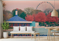 Fairground Pavilion and Ferris Wheel Wall Mural