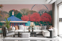 Fairground Pavilion and Ferris Wheel Wall Mural