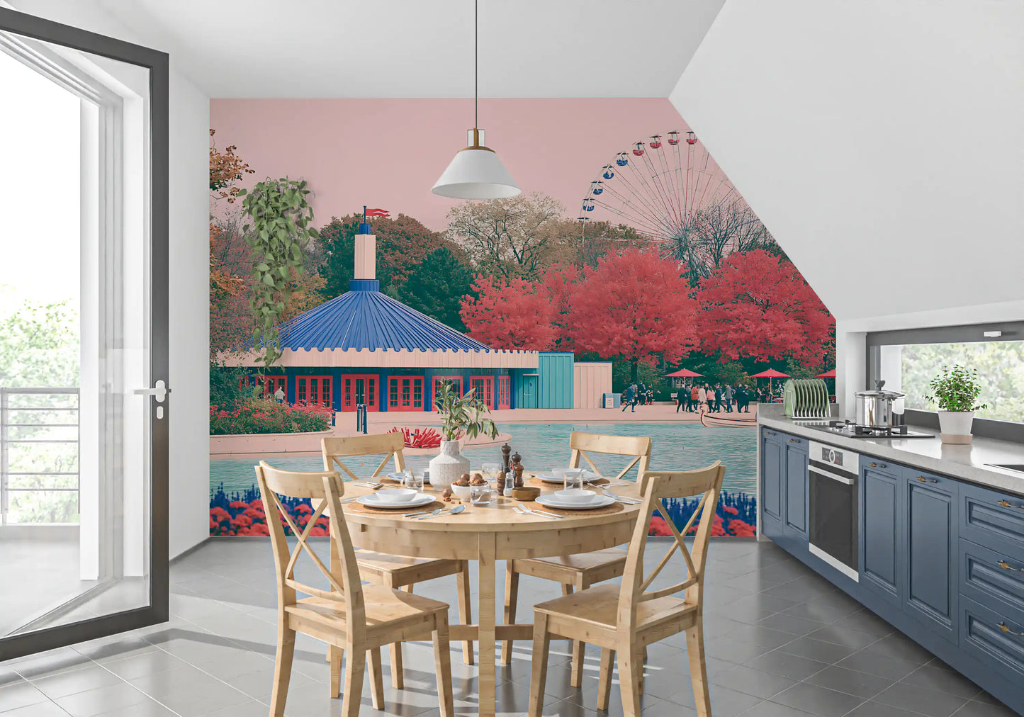 Fairground Pavilion and Ferris Wheel Wall Mural
