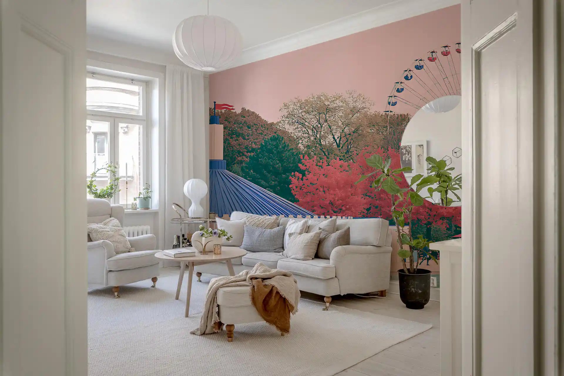 Fairground Pavilion and Ferris Wheel Wall Mural