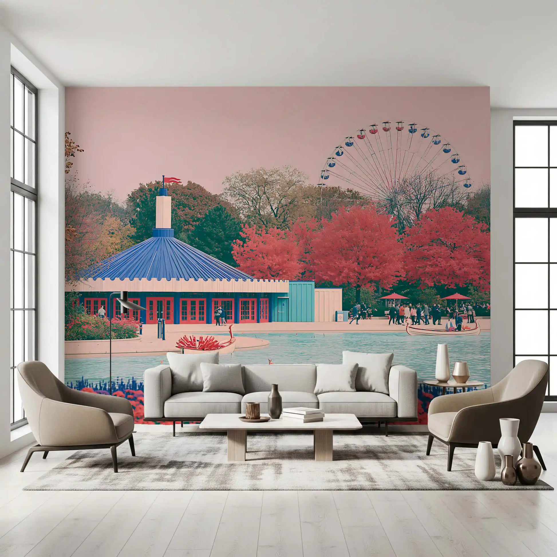 Fairground Pavilion and Ferris Wheel Wall Mural