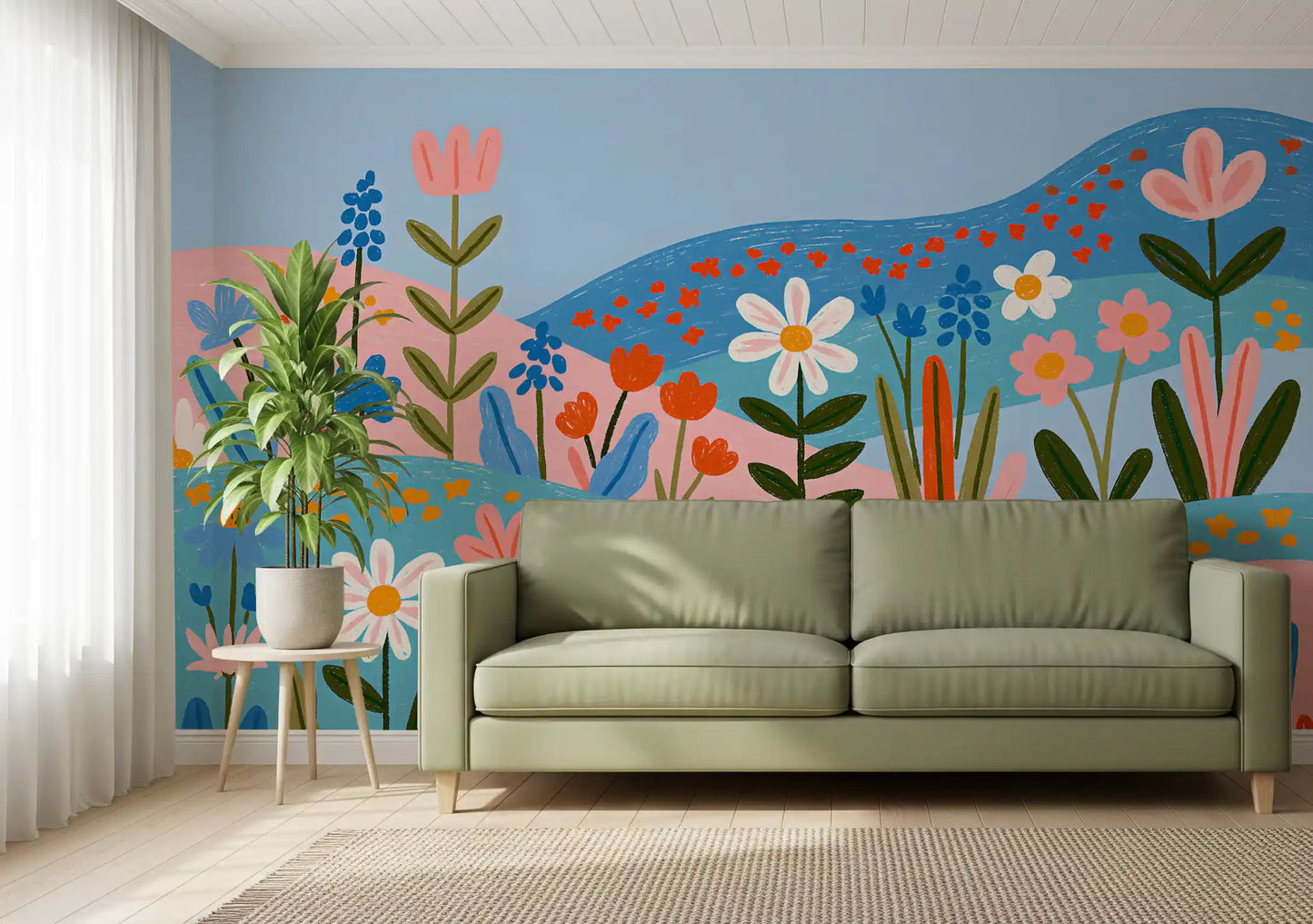 Bohemian Spring Meadow Landscape Wall Mural