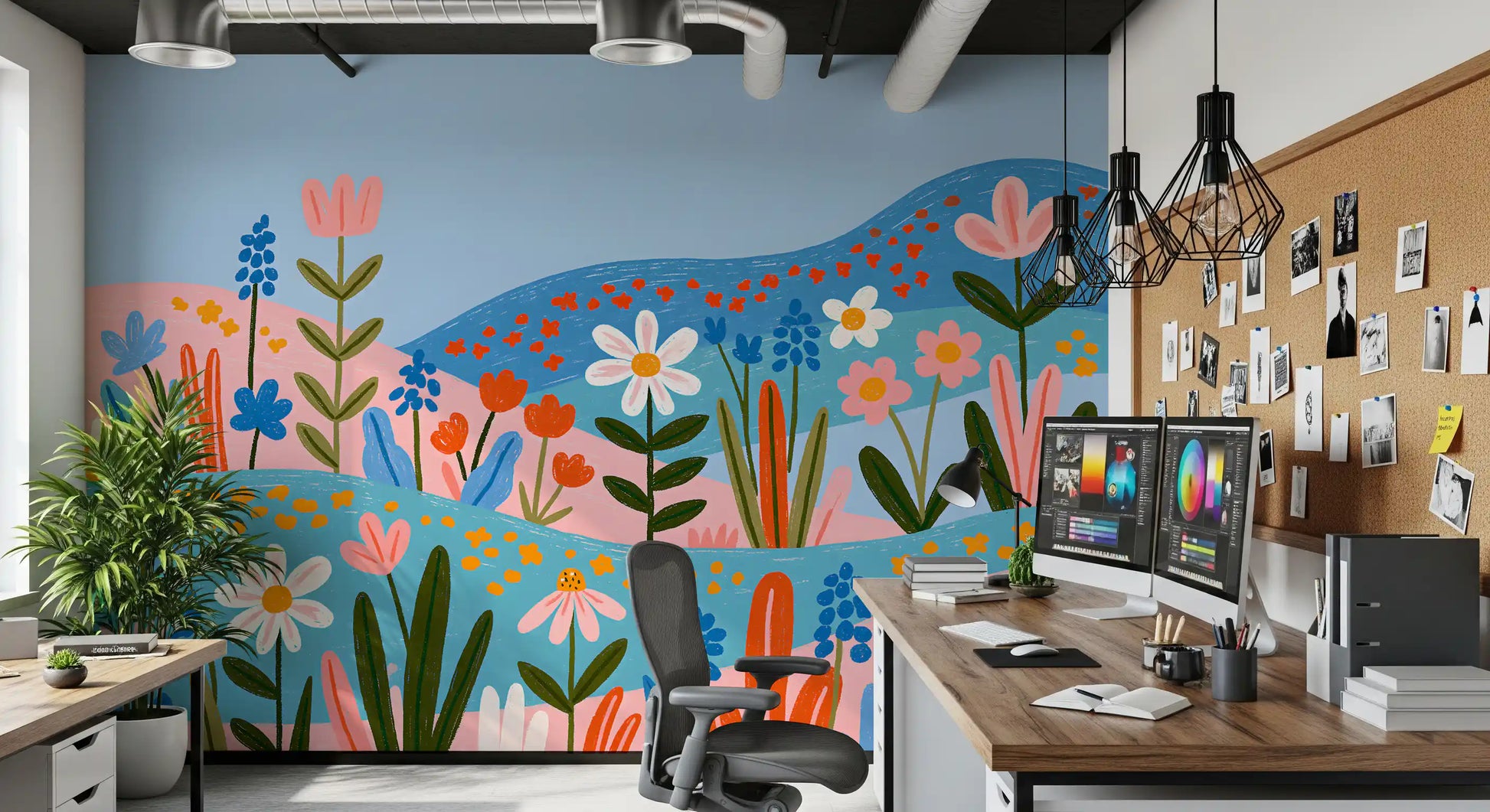 Bohemian Spring Meadow Landscape Wall Mural
