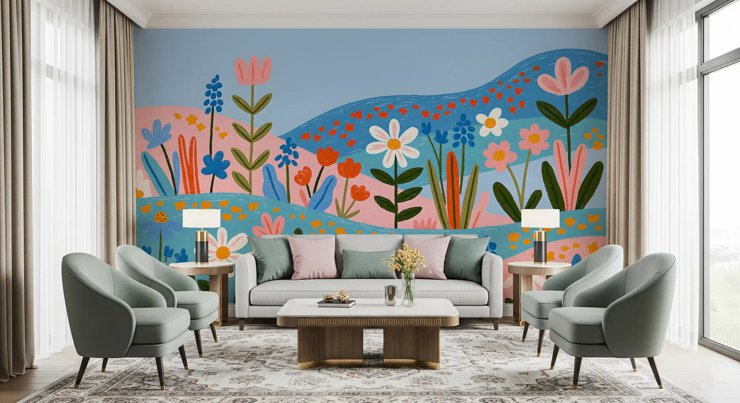 Bohemian Spring Meadow Landscape Wall Mural
