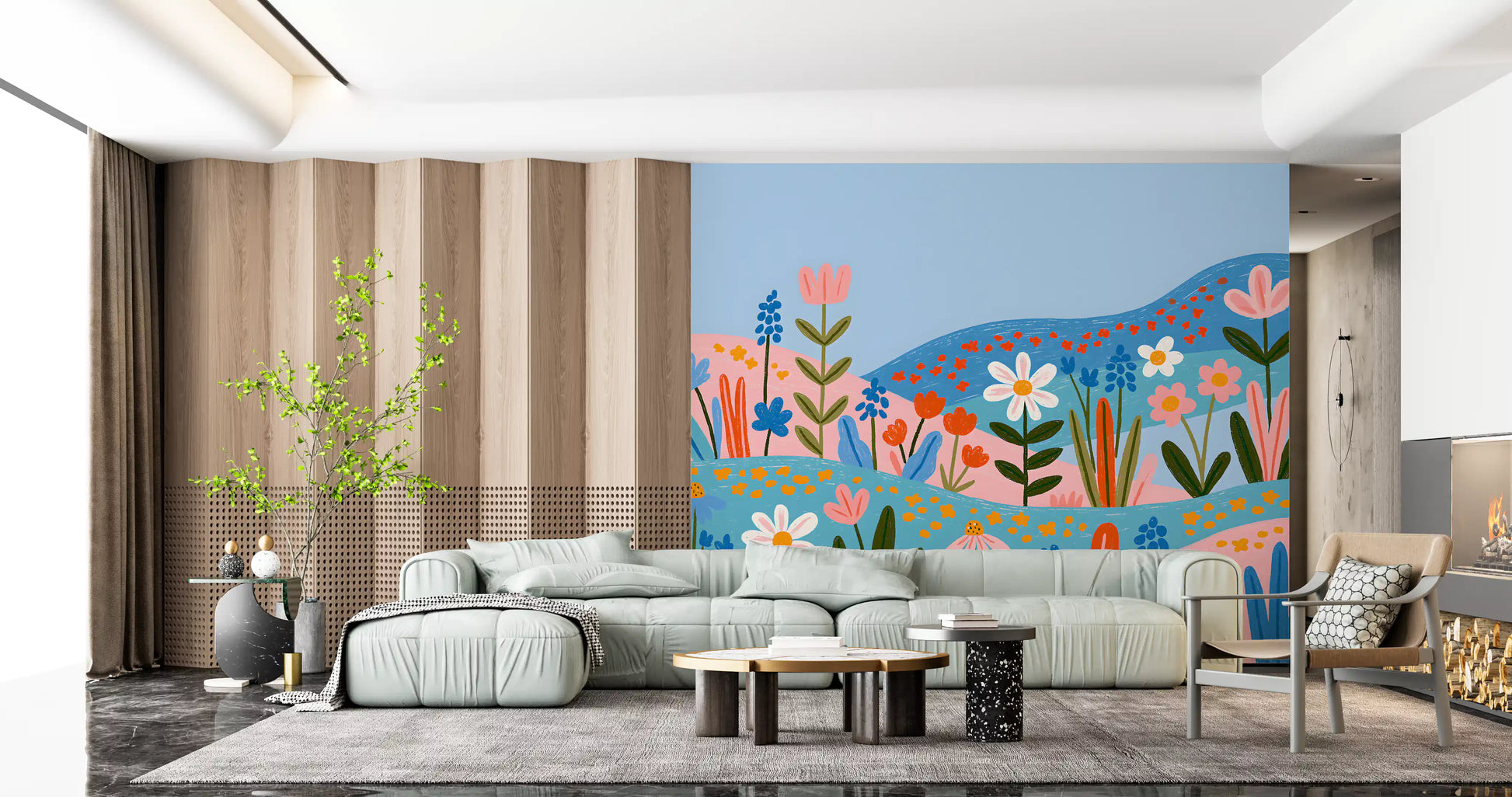 Bohemian Spring Meadow Landscape Wall Mural