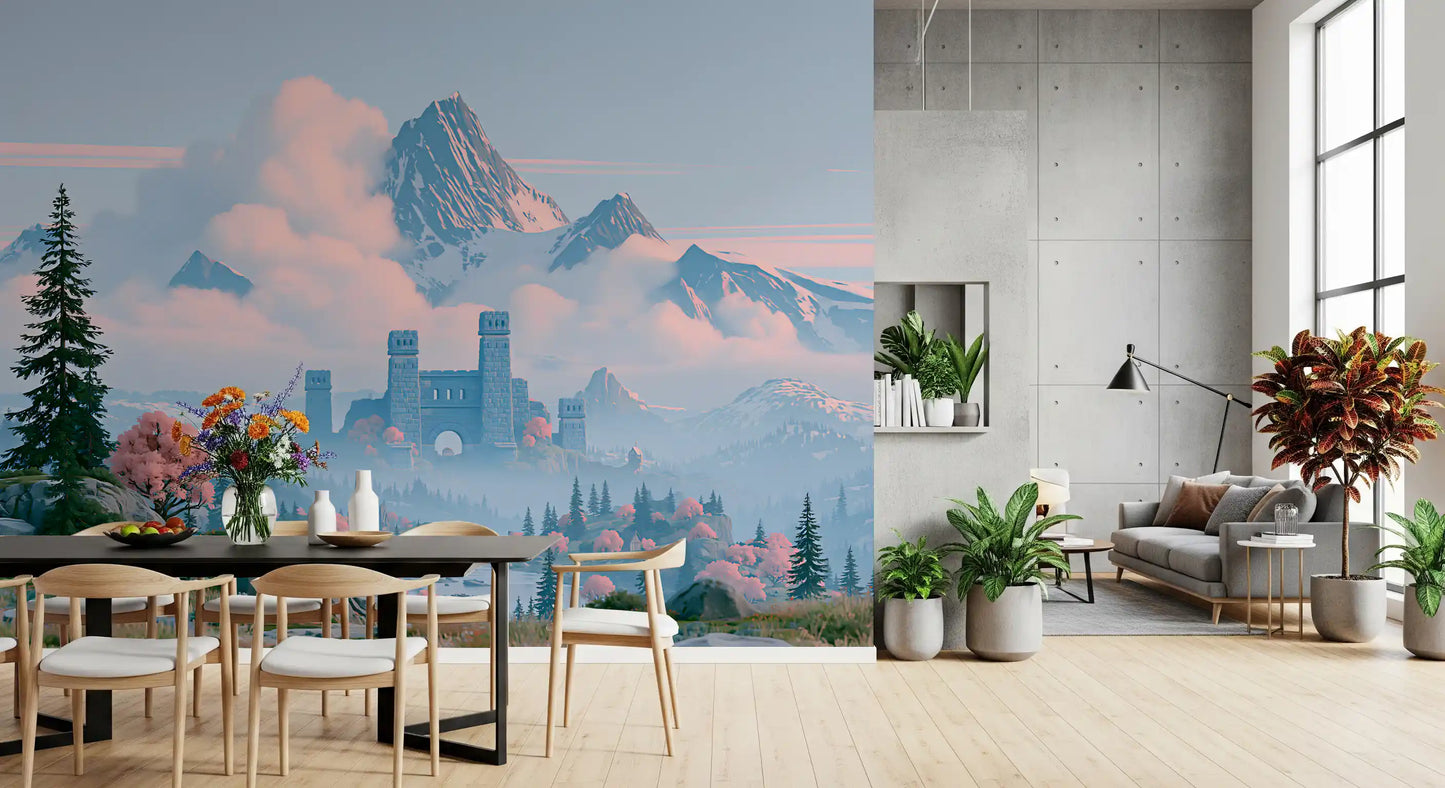 Enchanted Highland Fortress Landscape Wall Mural