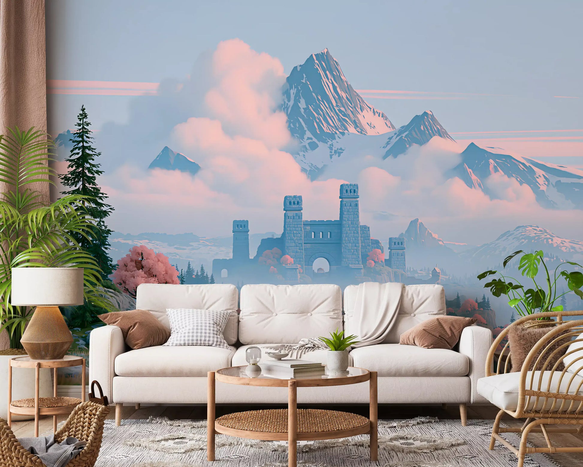 Enchanted Highland Fortress Landscape Wall Mural
