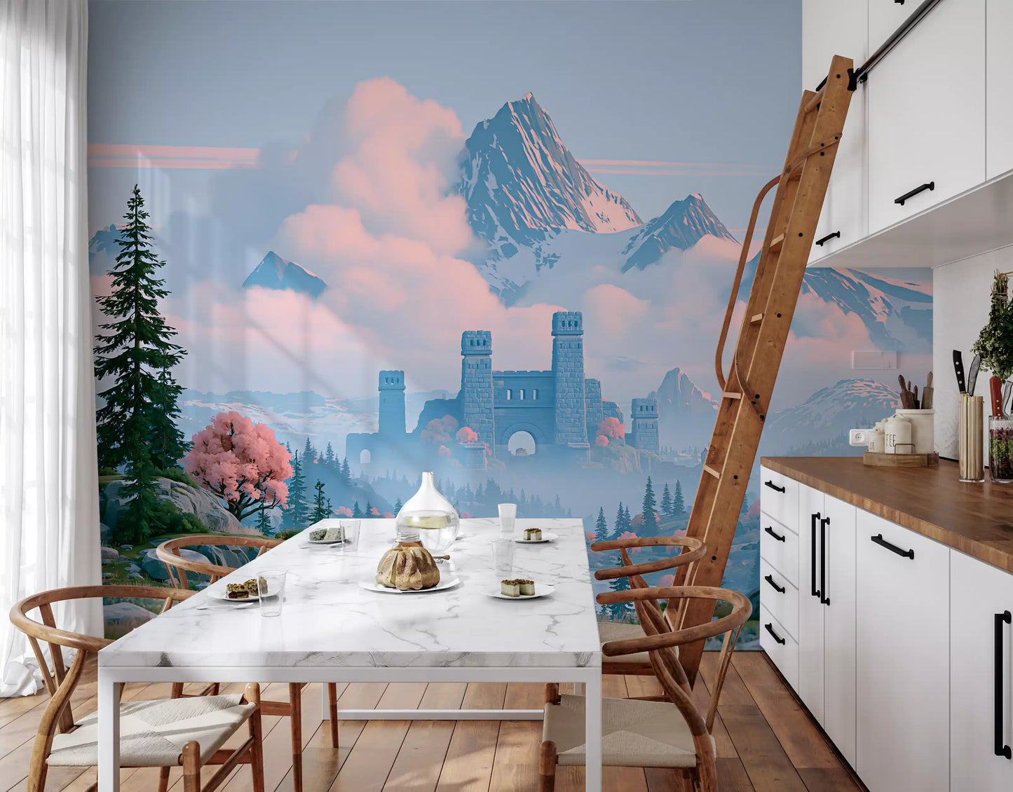 Enchanted Highland Fortress Landscape Wall Mural
