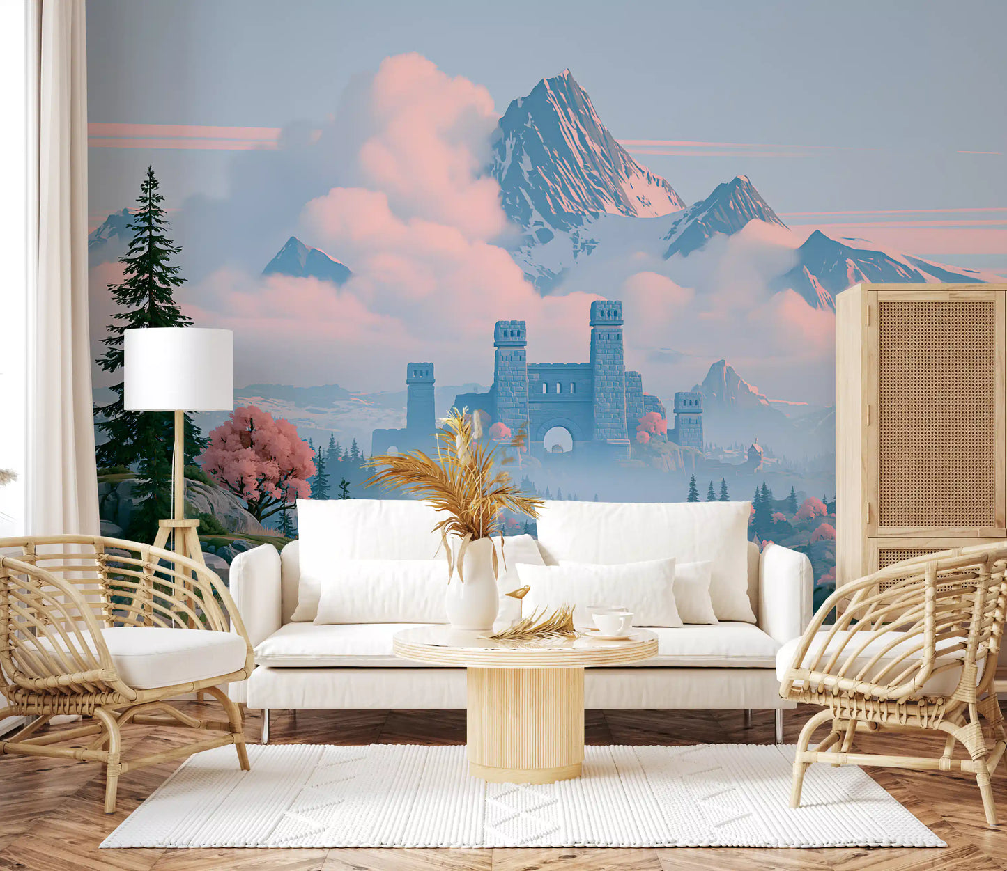 Enchanted Highland Fortress Landscape Wall Mural