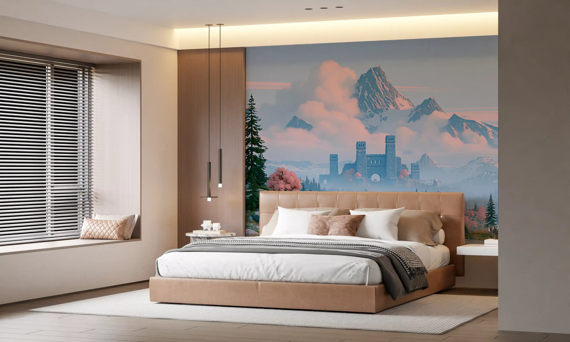 Enchanted Highland Fortress Landscape Wall Mural